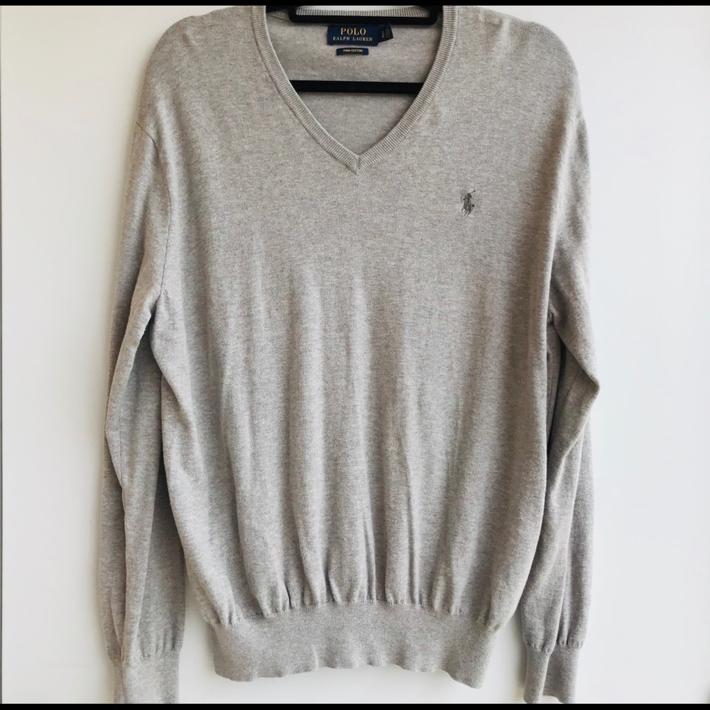 Polo Ralph Lauren Gray V Neck Sweater Size Large